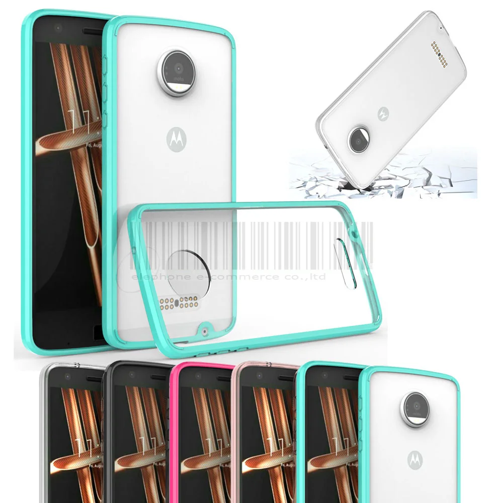 TPU+Acrylic Transparent Clear Case Shockproof Protective Phone Cover For Motorola Moto Z XT1650 / Force Play Droid |