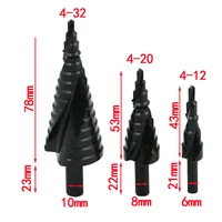 3pcst nitriding spiral grooved step drill bits set cone drill hole cutter bit set stepped drill