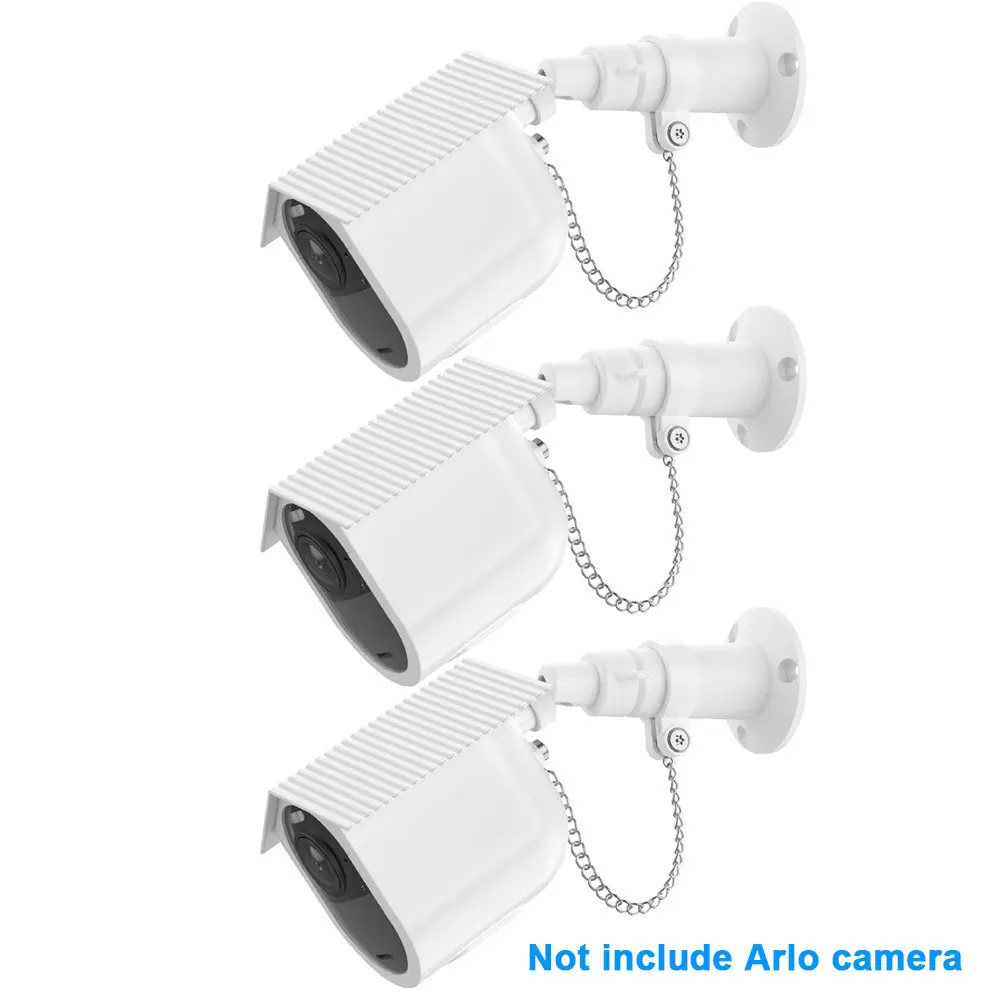 White Color 3 шт. настенный держатель для камеры Arlo Ultra/Pro 3 с водонепроницаемым защитным чехлом+ противоугонная цепь, Открытый регулируемый кронштейн - Colour: White Color