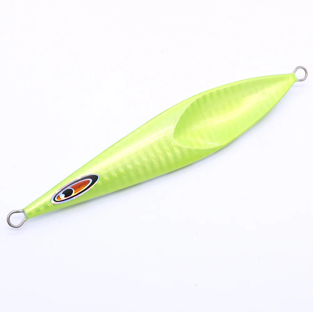 Light Green Металлическое джиг, приманка для рыбалки, 60 г, 80 г, 100 г, 160 г, 210 г, рыболовные снасти, медленный джиг, светящаяся Зебра, Большие Приманки - Цвет: Light Green