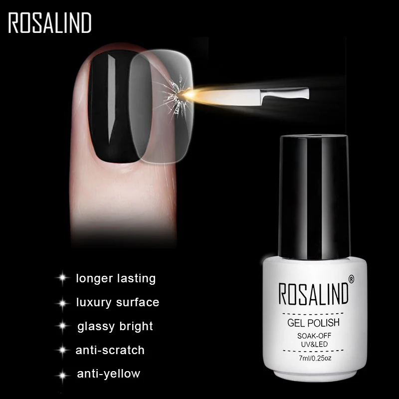 Гель-лак для ногтей ROSALIND Топ и гель для базового покрытия лак Полупостоянный для дизайна ногтей УФ-праймер Гель-лак вылеченный маникюр