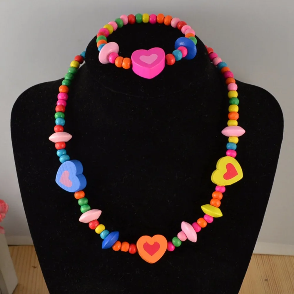 Бесплатная доставка Детские Ювелирные наборы для девочек Деревянный милый