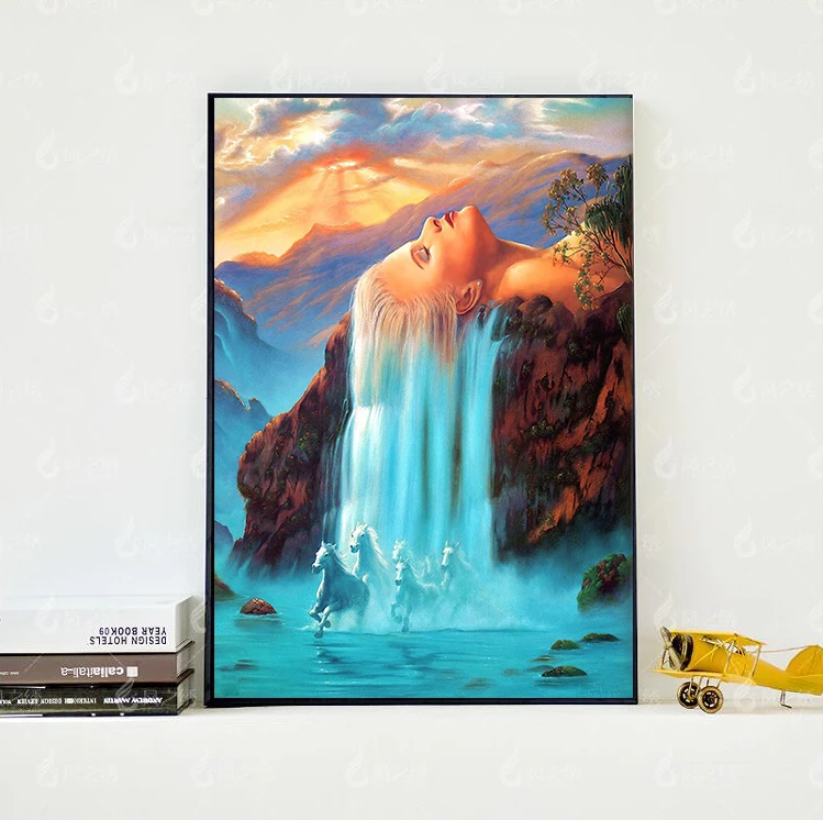 5D DIY Алмаз Картина лошадь водопад красоты вышивка полный круговой алмазной