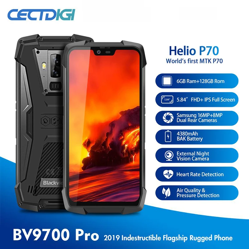 Blackview BV9700 Pro Helio P70 6 ГБ + 128 Android 9 0 смартфон 16 8MP Ночное Видение Двойной Камера IP68