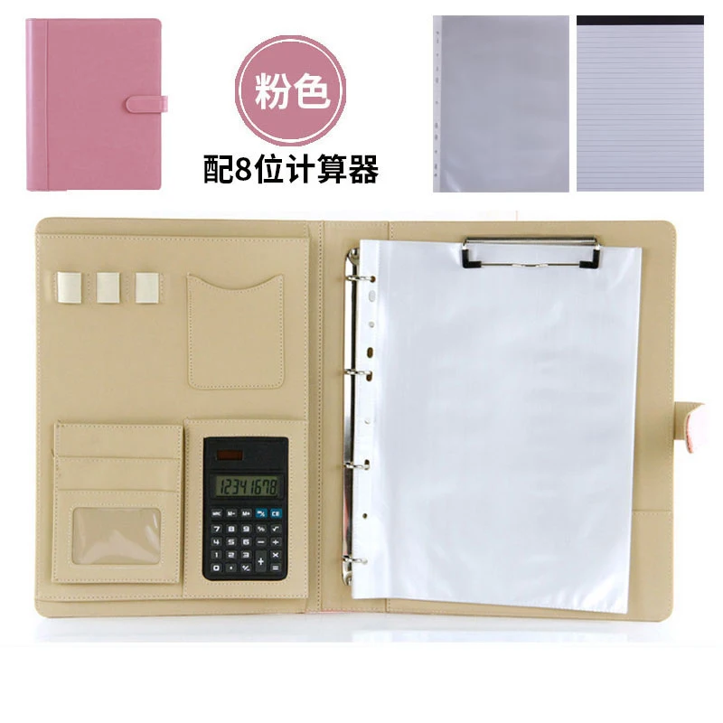 pink B style Винтажные A4 Кожа PU Padfolio мужские деловые договор управления застежка замок документ менеджер файл папка-портфель 1199b - Цвет: pink B style