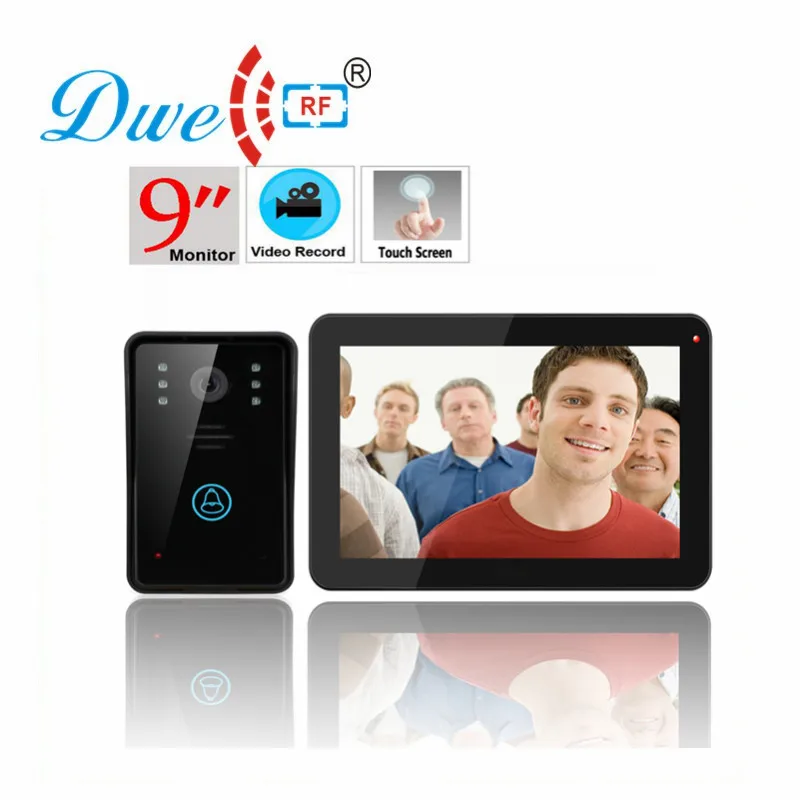 DWE CC RF 9'' Inch Color Video Intercom Wired Touch Screen Door Phone RFID Password Doorbell DW-906R | Безопасность и