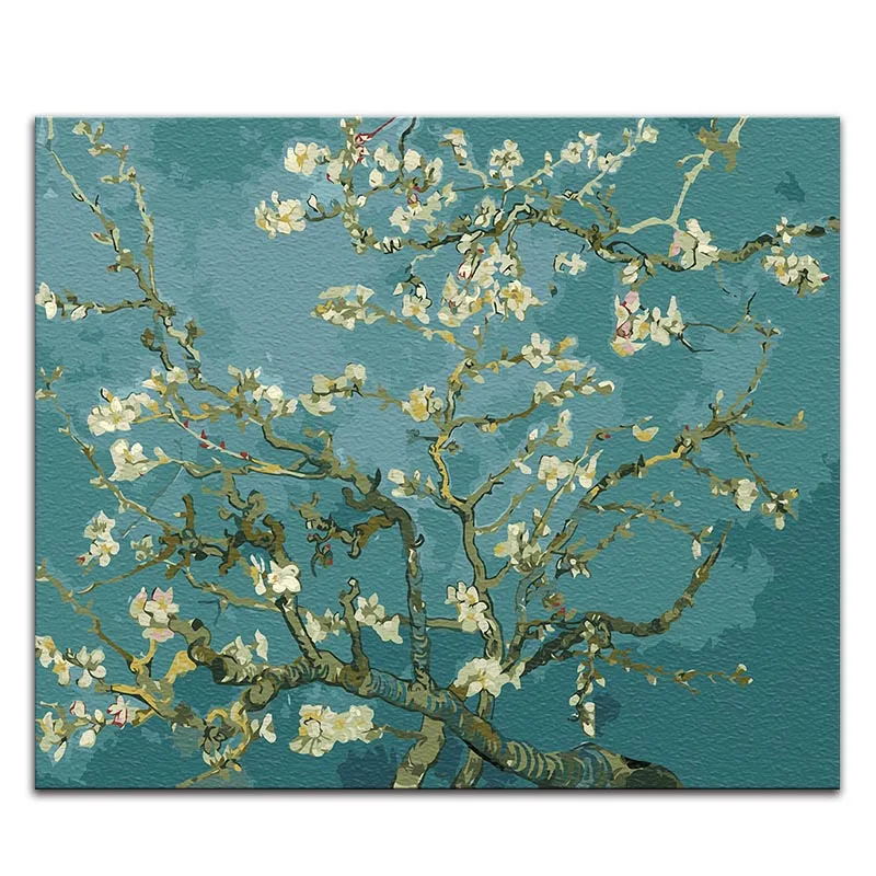 3259 Almond flowers Картина «сделай сам» по номерам картины Винсента Ван Гога «Звездная ночь» Абстрактные Художественные картины с цветами - Цвет: 3259 Almond flowers