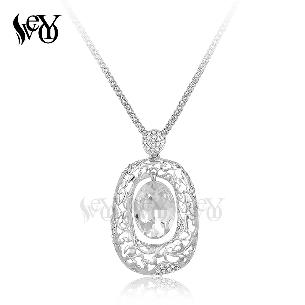 Женское Ожерелье с кулоном VEYO полым кристаллом квадратное на длинной цепочке |