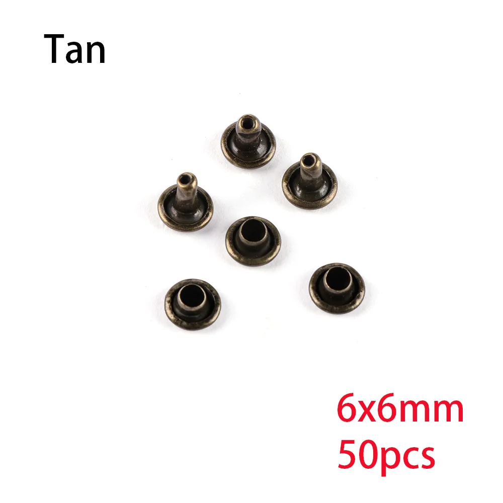 bronze-6X6mm Горячая Распродажа, 50 шт в наборе, 6/8 мм Металлический Шип рок с двумя круглыми Кепки заклепки шпилька столкновения ногтей, рыба, мужская сумка для обуви пояса одежды браслет - Цвет: bronze-6X6mm