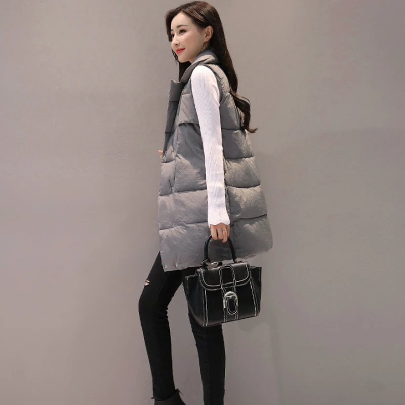 Женский Теплый жилет средней длины осенне-зимняя парка с хлопковой подкладкой