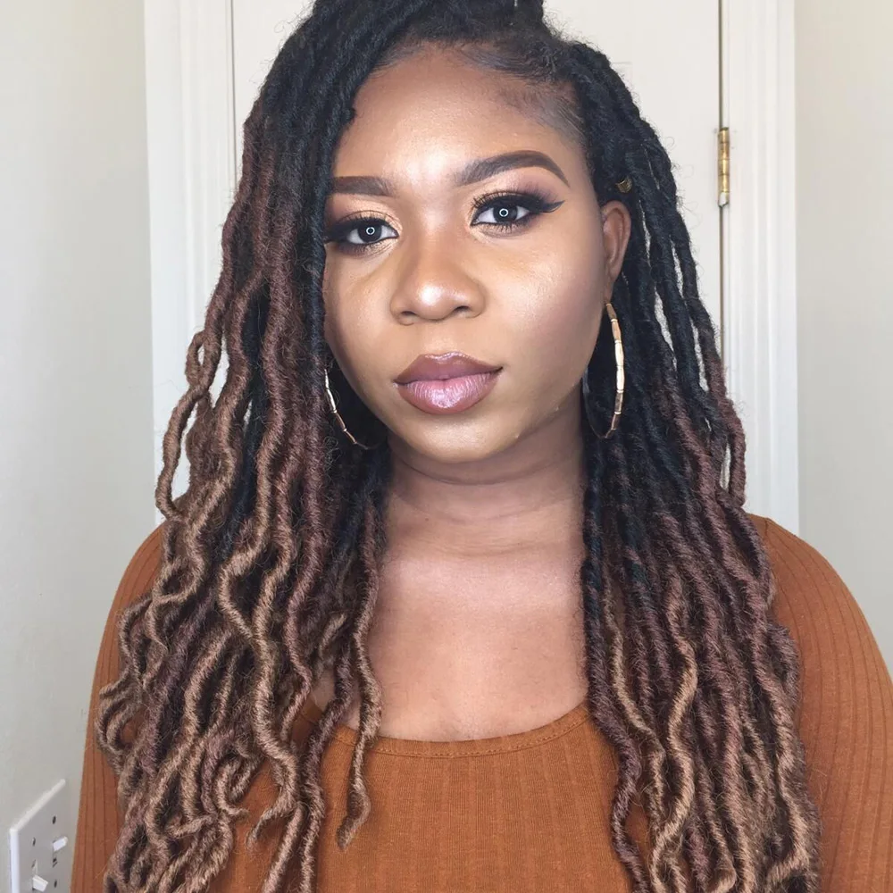 Nu Ombre faux locs curly волнистые вязаные крючком косички 20 дюймов мягкий бохо локс