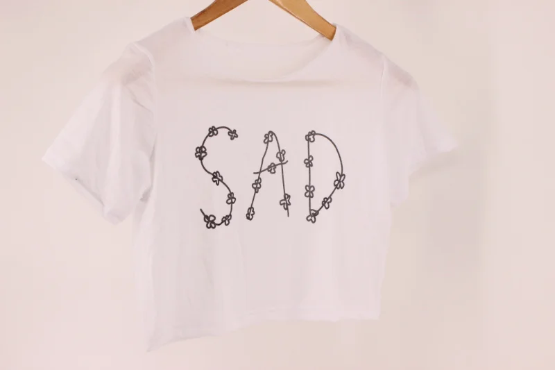 Женская футболка с круглым вырезом и принтом SAD|women t-shirt|t-shirt woment-shirt women fashion |