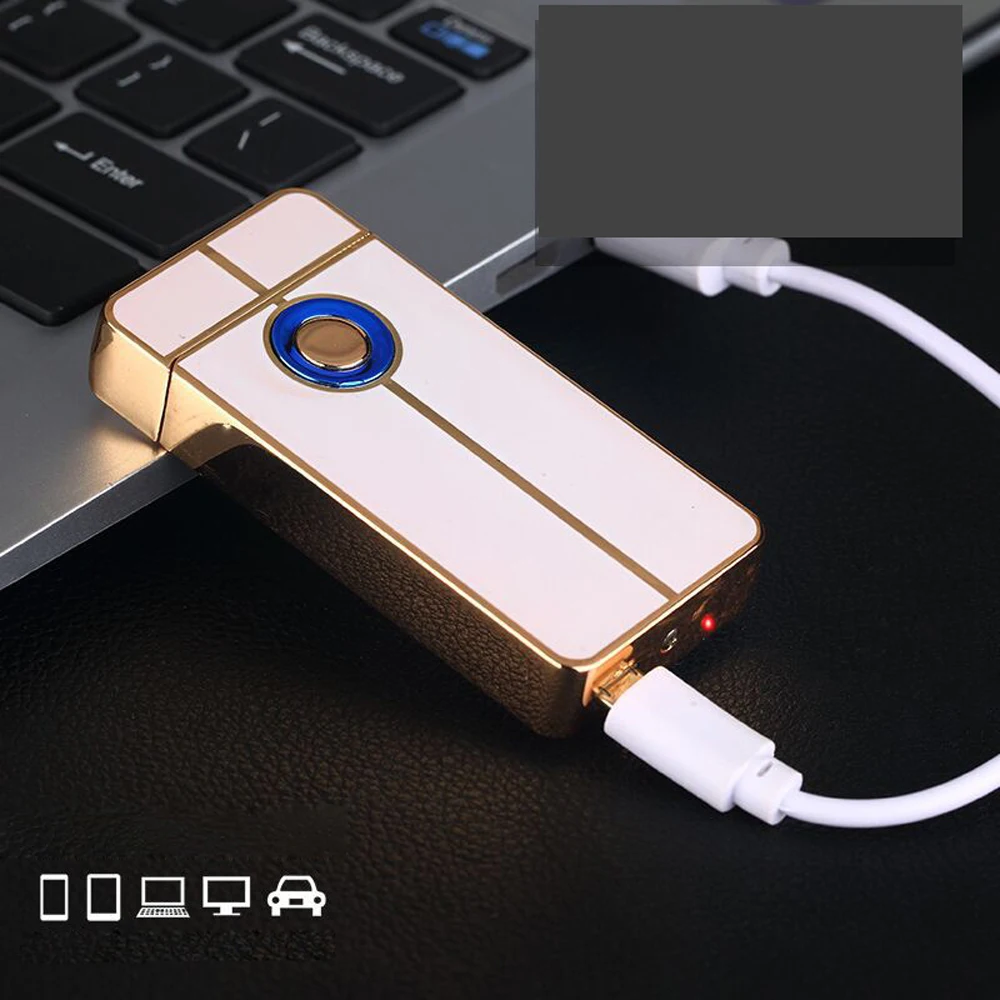Перезаряжаемая USB зажигалка сенсорная двойная 2018 Электронная для сигарет