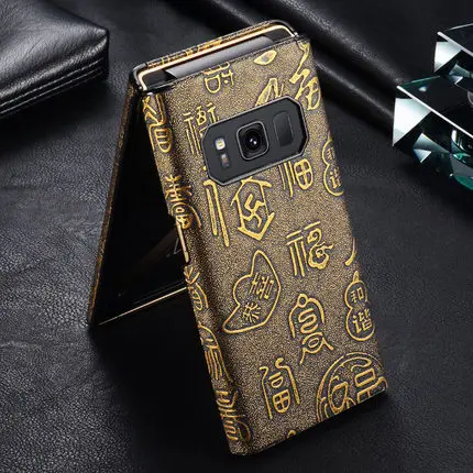 Чехол из натуральной кожи золотого цвета для samsung W2019 W2018 W2017, первый слой из воловьей кожи высокого класса W2016 - Цвет: W2018 Split