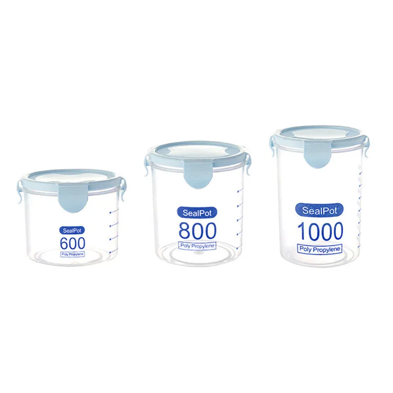 3PCS blue 3 шт. PP высокое качество кухня хранения запечатывание коробки еда сохранение пластик свежий горшок контейнер Hot Box Организатор случае кухня - Цвет: 3PCS blue