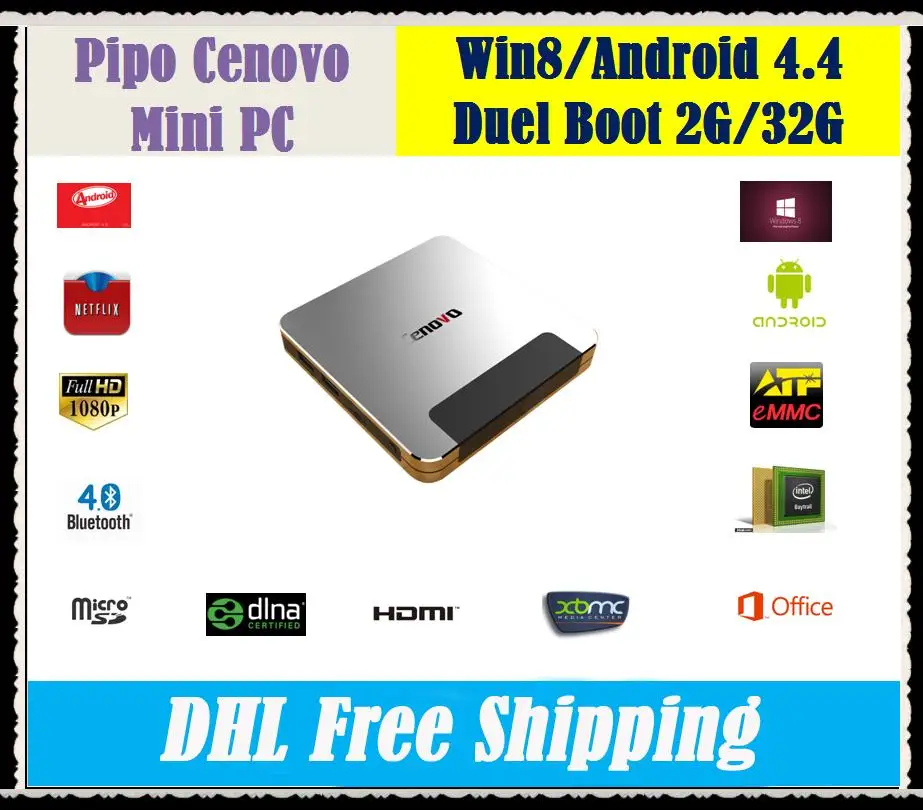Pipo ценово мини-пк загрузки IPTV окна поддержки 8.1 Android 4.4 1.83 ГГц четырехъядерных