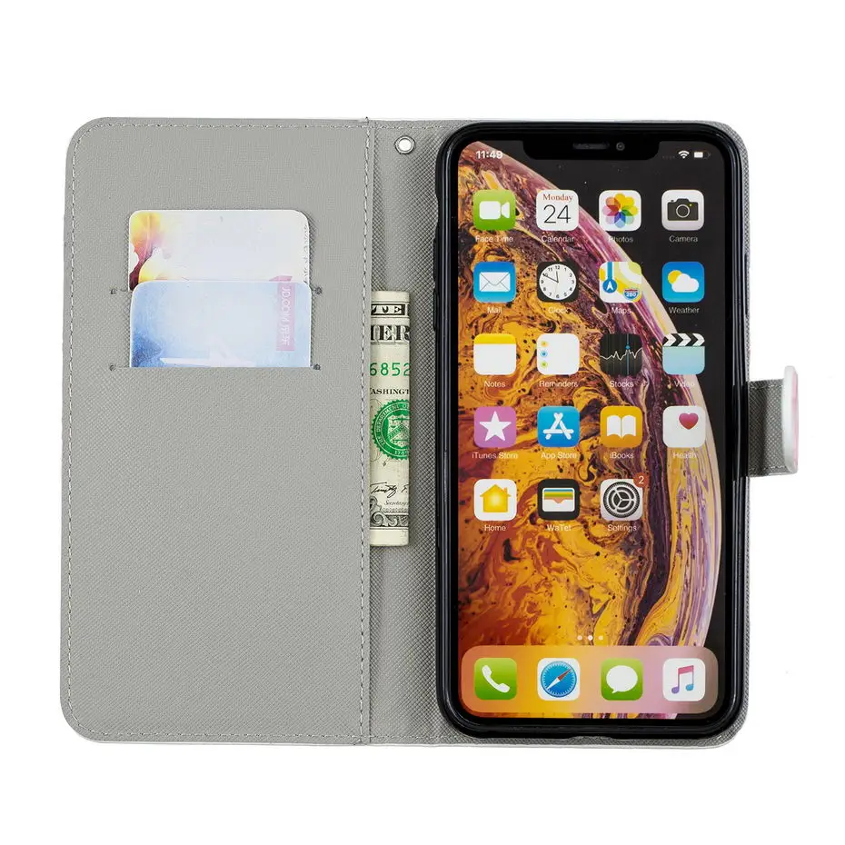 Чехол книжка с бумажником для iPhone X XS XR Max роскошный флип чехол 3D зрением телефона