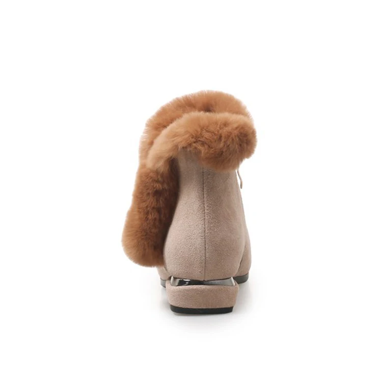 MLJUESE 2019 women snow boots Cow Suede black color Rome style pointed toe winter fur warm plush ankle | Обувь