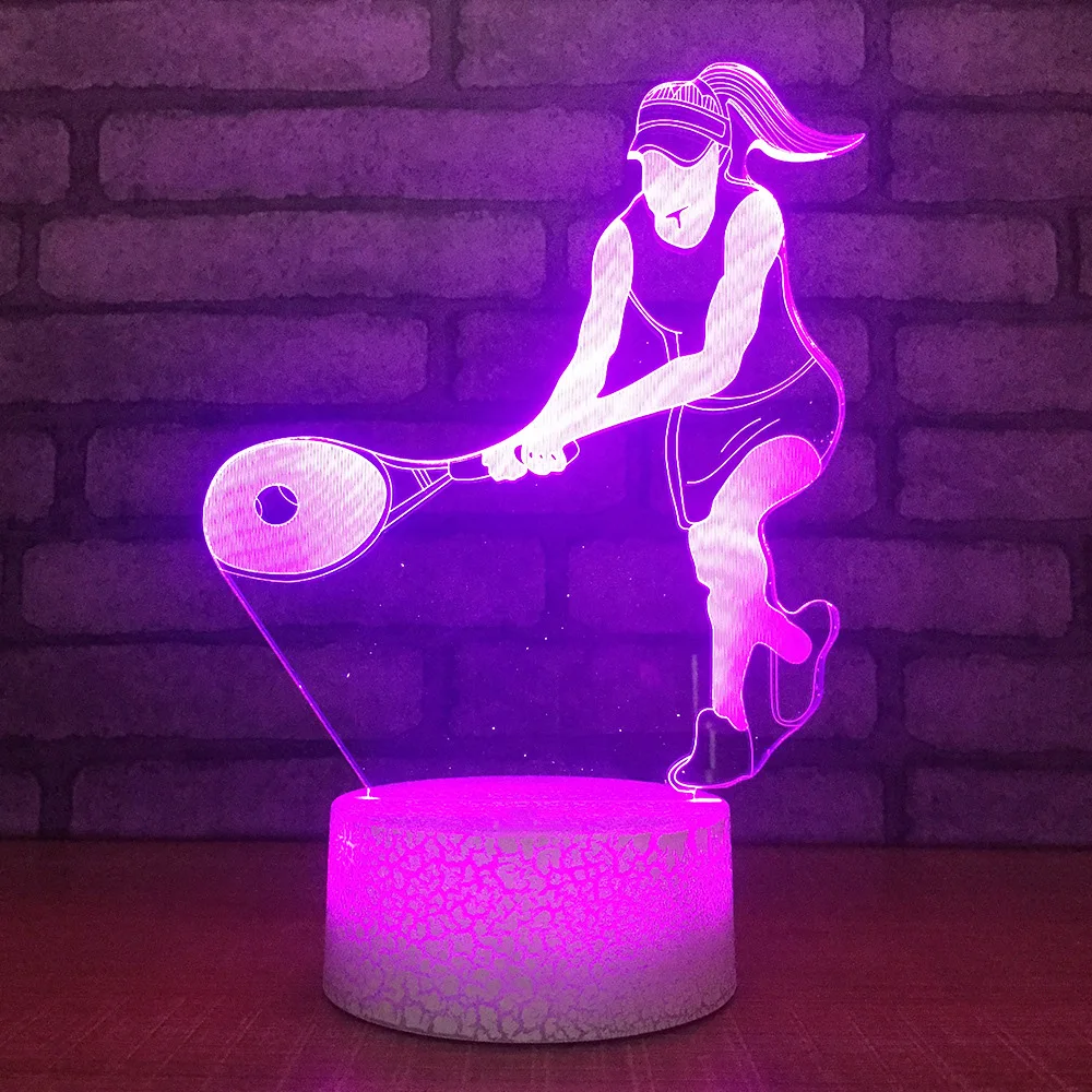 Ночные светильники для гостиной 3D Светодиодная настольная лампа игры в теннис