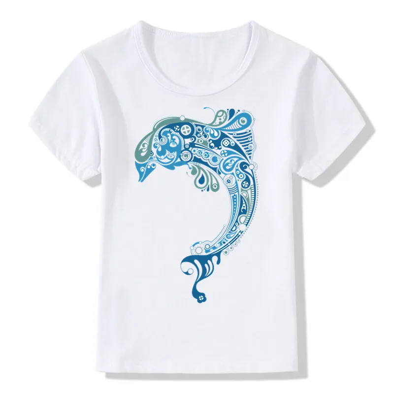 2019 детская забавная футболка с дельфином детские летние топы коротким рукавом