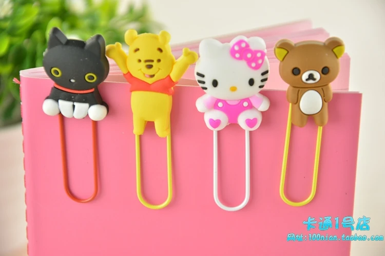 Cartoon stationery gift paper clip bookmarks Cute animals curvy pin four suits Hello Kitty bear | Канцтовары для офиса и дома