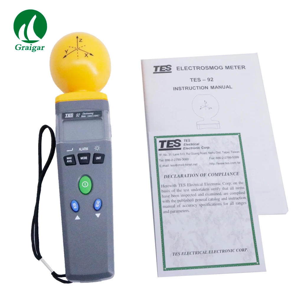 

Portable Electromagnetic Radiation Detectors RF Detector EMF Meter TES-92 Frequency Range 50MHz to 3.5GHz