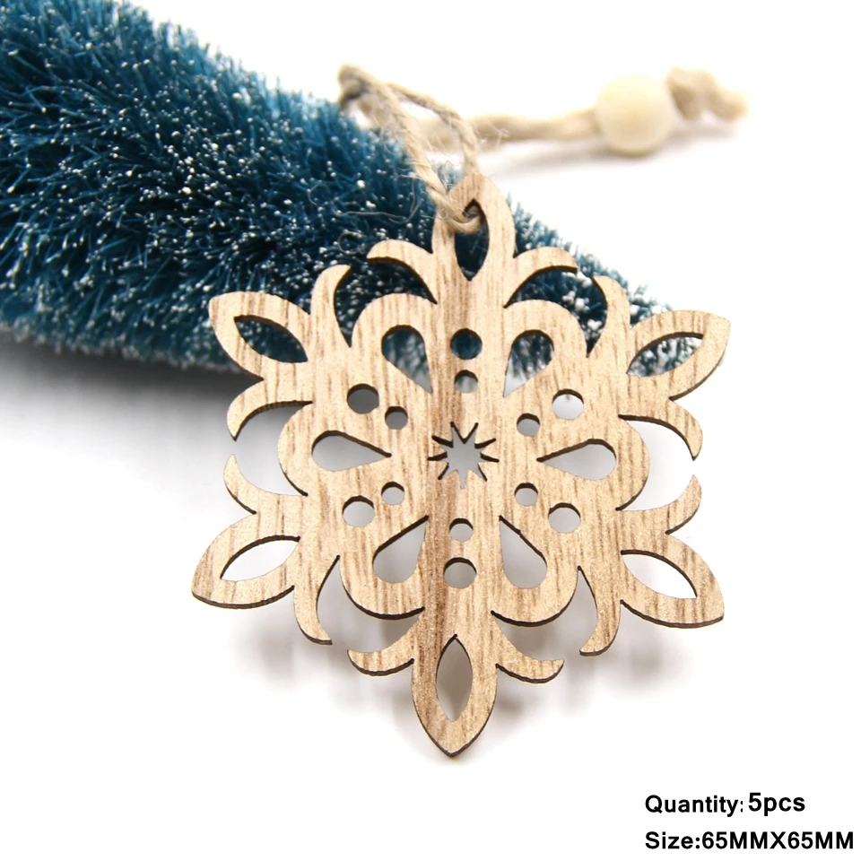 Snowflake 5 шт. милые винтажные рождественские деревянные подвески, украшения DIY деревянные поделки детский подарок орнамент с рождественской елкой украшения для рождественской вечеринки - Цвет: Snowflake
