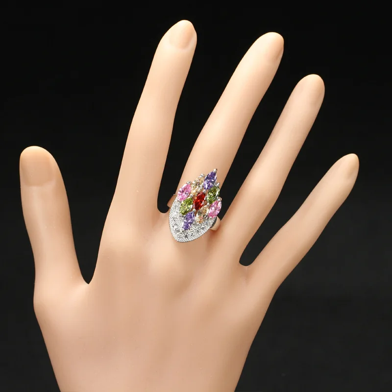 Штабелируемое кольцо женские кольца роскошные украшения цветной маркиз CZ