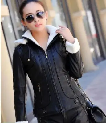 2018 меховое пальто новая зимняя кожаная куртка плюс бархатная теплая Корейская