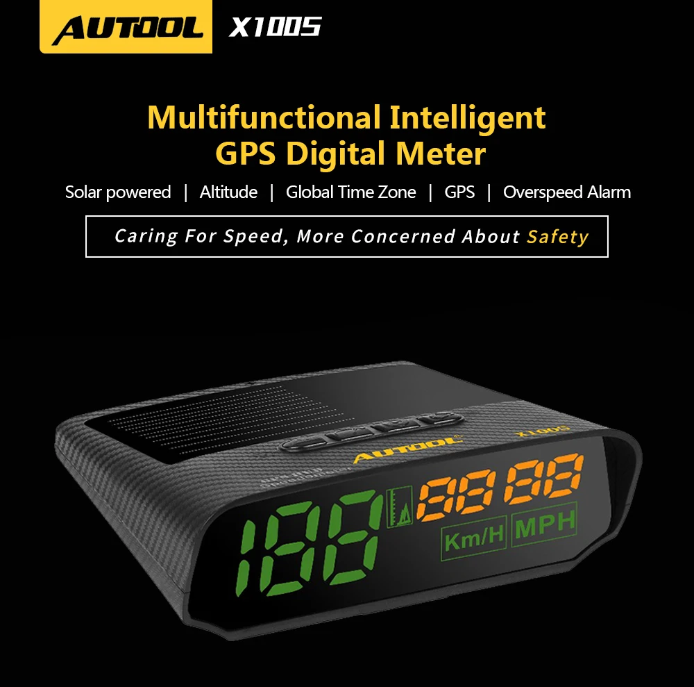 AUTOOL X100S HUD gps головой вверх Дисплей с Панели солнечные цифровой спидометр автомобиля Headup Авто безопасный Предупреждение высота диагностический инструмент