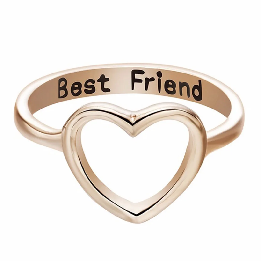 

Love Heart Ring Engraved Best Friend Promise Jewelry Friendship Rings Anillos Mujer Female Bijoux Shellhard