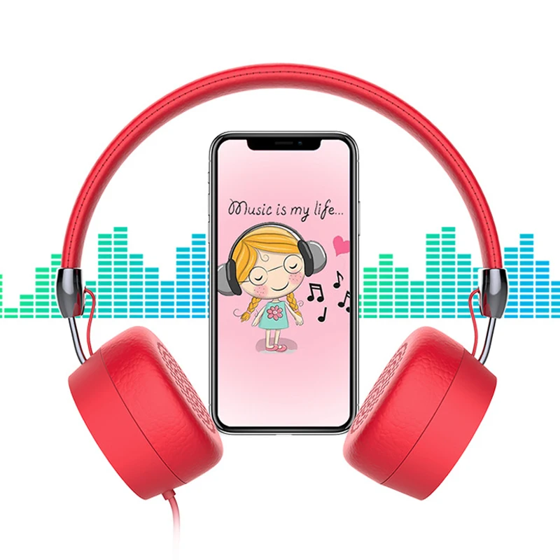 3 5 мм Проводная стерео повязка на уши Hifi наушники для девочек Дети аудио шлем Mp3