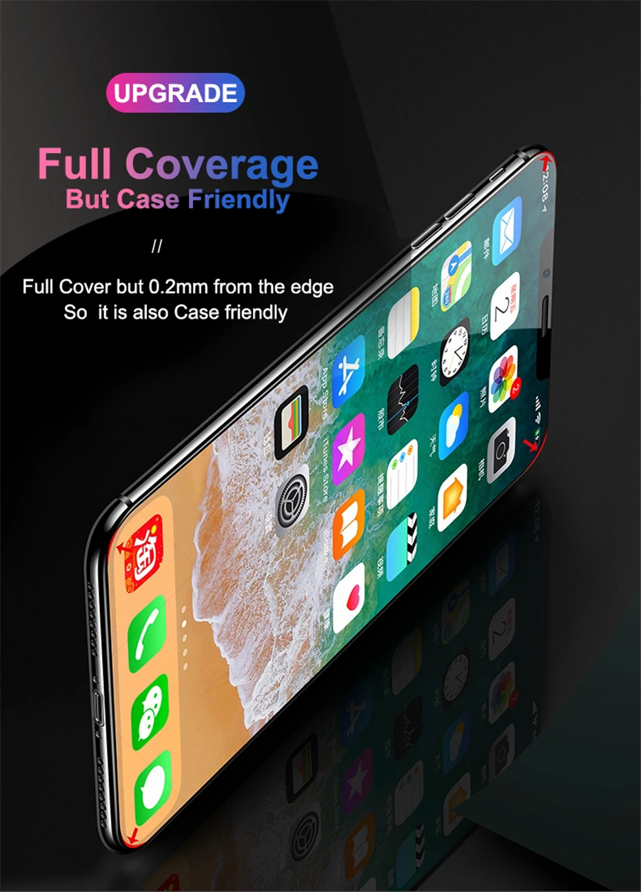 Akcoo 9D закаленное стекло без полей для iPhone 11 Pro max защитный чехол для экрана Защитная пленка для iPhone XR XS MAX стеклянная пленка