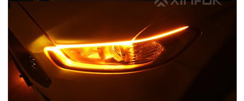 Новинка, тонкий автомобильный светильник DRL 60 см, светодиодный светильник с полоской s, Дневной светильник с сигналом поворота, ангельский глаз, белый Янтарный светодиодный светильник дневного света