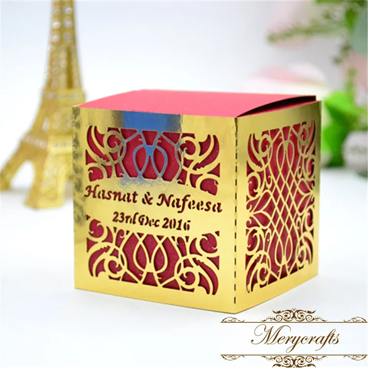 

50pieces Free customized design laser cut vines wedding party favor box