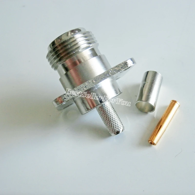 1 шт. N гнездовой фланец 4 отверстия обжимной RG58 RG142 LMR195 RG400 коаксиальный