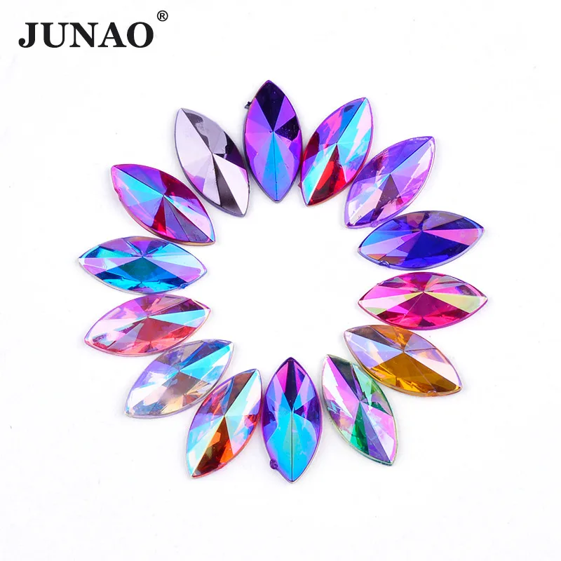 Декоративные стразы JUNAO 5*10 мм 7*15 разные цвета|ab rhinestones flatback|rhinestones flatbackcrystal ab |