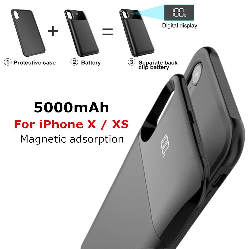 Беспроводное магнитное зарядное устройство на 5000 мА · ч для iPhone X XS чехлы зарядки