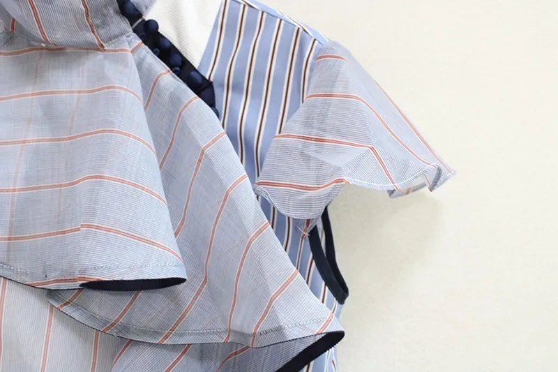 Женская блузка в полоску CHICEVER повседневная Асимметричная Свободная с оборками и