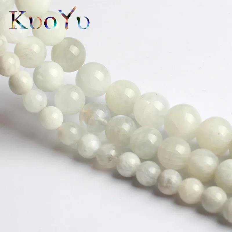 Натуральный камень Лунный Камень Бисер Круглые Гладкие бусины 15''strand 6/8/10 мм для самостоятельного изготовления ювелирных изделий браслет кулон Цепочки и ожерелья