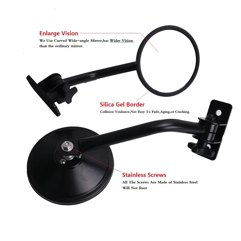 

5.5" Round Mirror PAIR Quick Release Side Rearview Mirrors For Jeep Wrangler JK 2007-2018 For Jeep Wrangler YJ TJ CJ-7 CJ-8