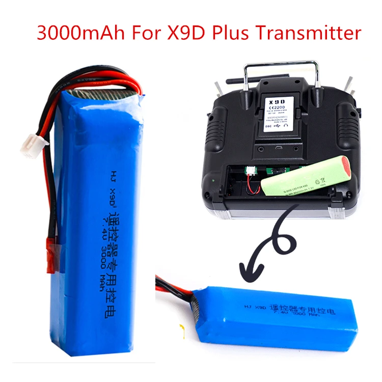 Batería Lipo recargable para transmisor Frsky Taranis X9D Plus, accesorios de juguete, 2S, 7,4 V, 3000mAh