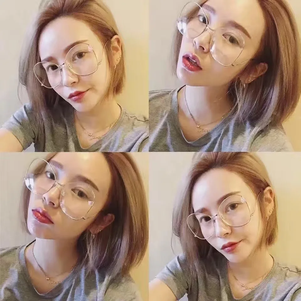 Винтажные негабаритные очки для мужчин и женщин прозрачные линзы металлическая