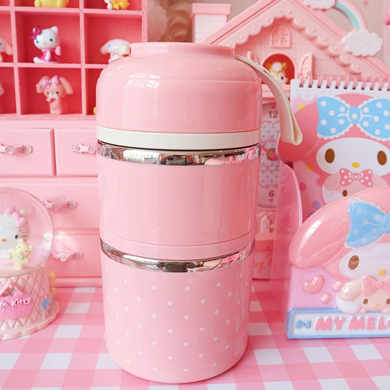 Bento Box 304 из нержавеющей стали, Детские коробки для ланча, пластиковые герметичные переносные контейнеры для хранения еды, белый мешок, наборы для приготовления еды, японские - Цвет: 2 layer pink