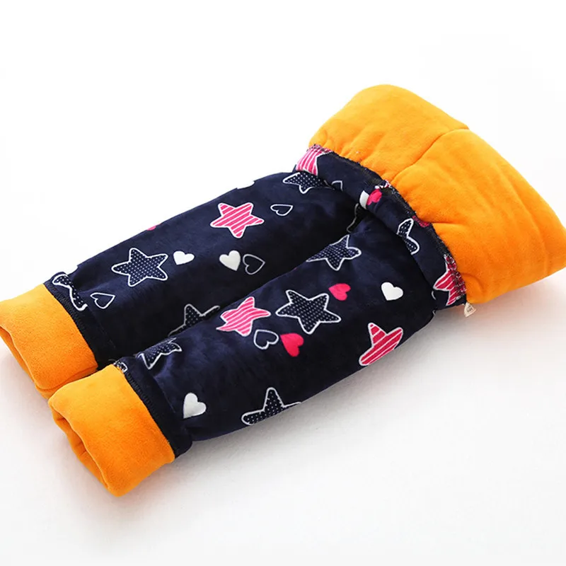 2018 Winter Girls Thick Print Warm Leggings Kid School Cute Elastic Waist Trousers Snow Princess |