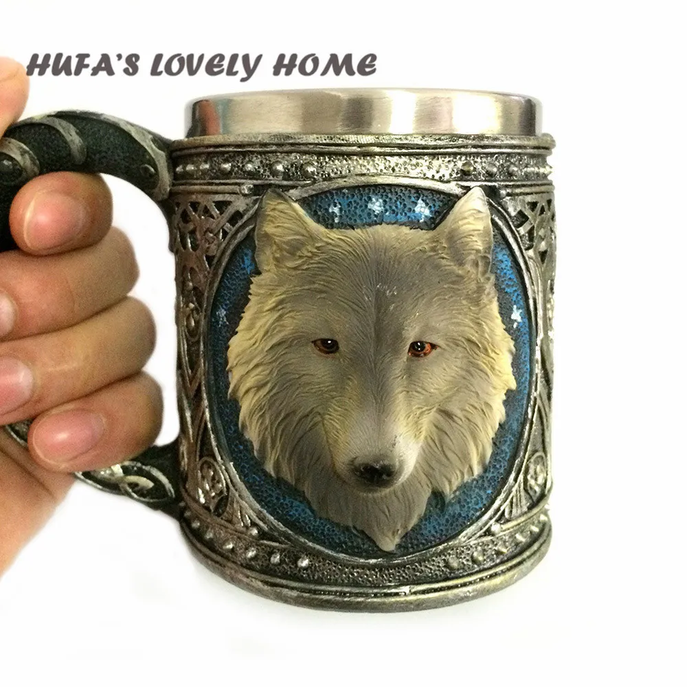 HUFA'S прекрасный дом новое странное Волчья Голова кружка 3D Смола из нержавеющей