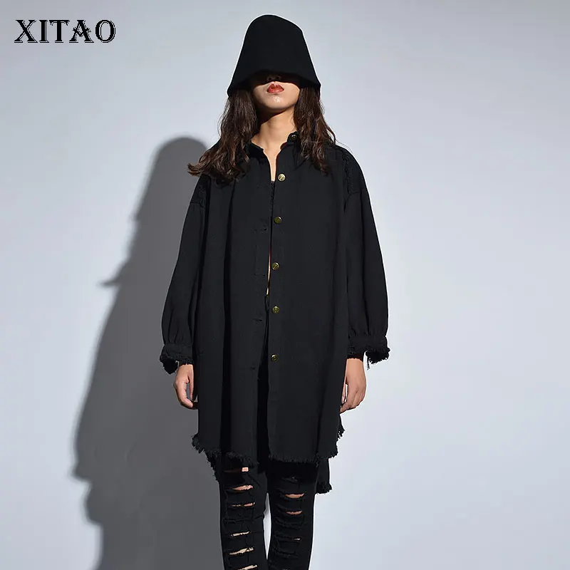 [XITAO] Европа 2018 Новинка уличная осень для женщин отверстие мультфильм шеврон с