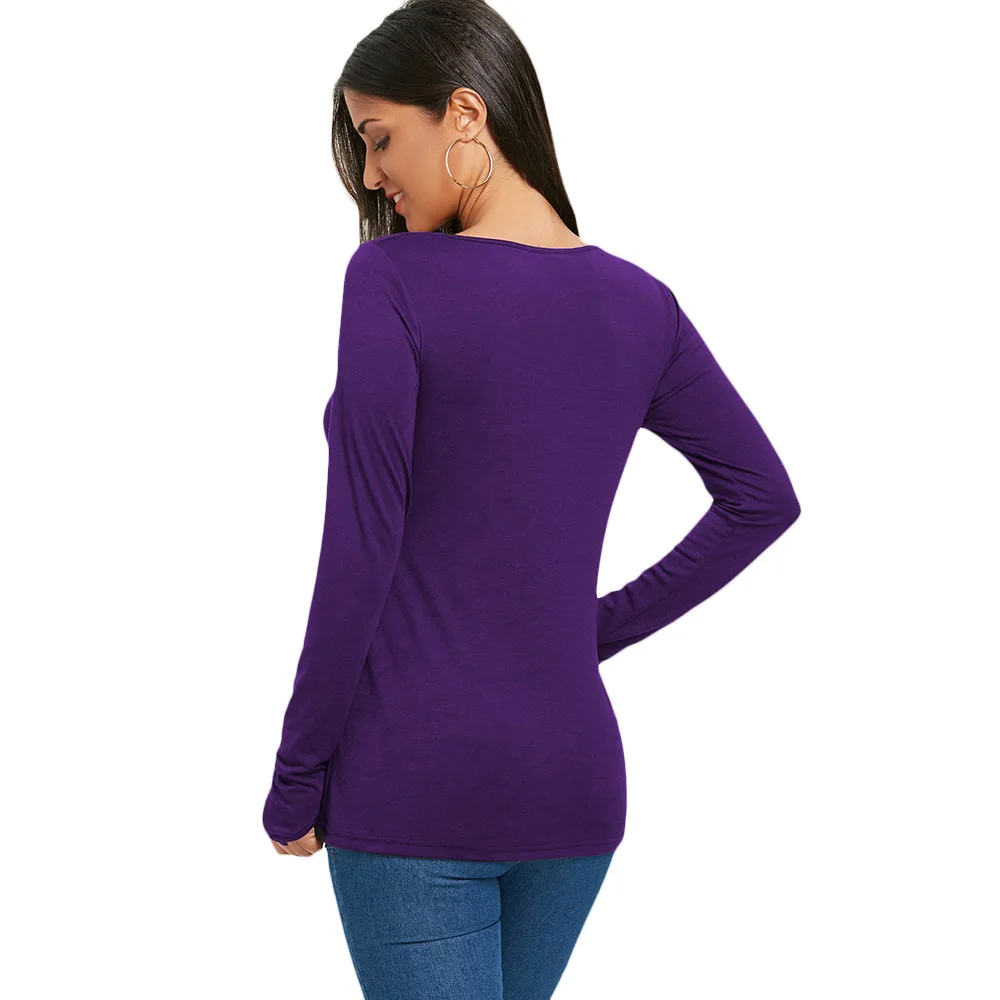 VESTLINDA футболка с длинным рукавом без пальцев вырезом спереди фиолетовая Женская