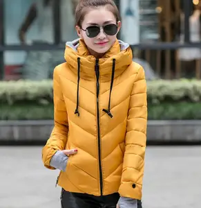 Женская Стеганая куртка, приталенная зимняя куртка с хлопковым пухом, перчатки