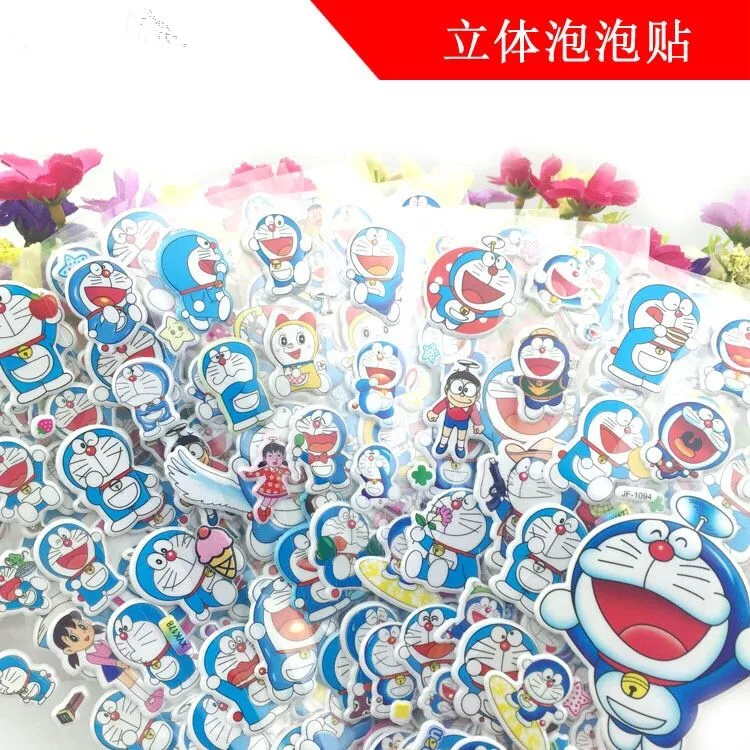 6 листов/лот идеи рождественских подарков мультфильм 3D пузырь стикер Doraemon день